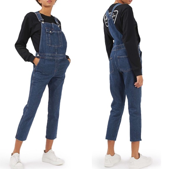 Topshop Denim - Topshop Moto Raw Hem Overalls